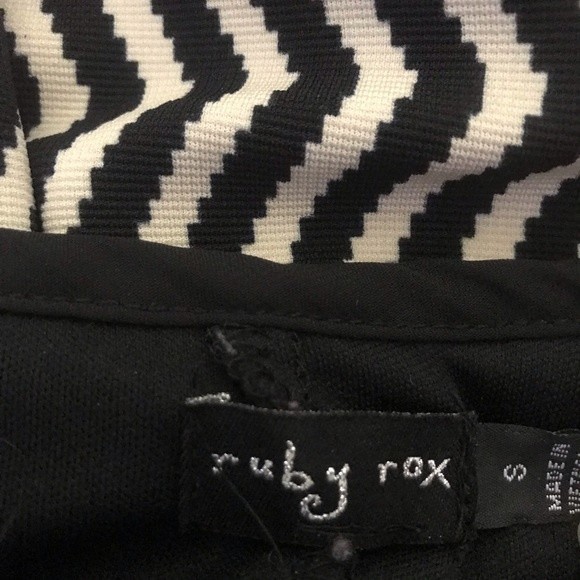 Ruby Rox Dress Sz S Black Top with Striped Bottom Blue Red Yellow - Picture 5 of 7